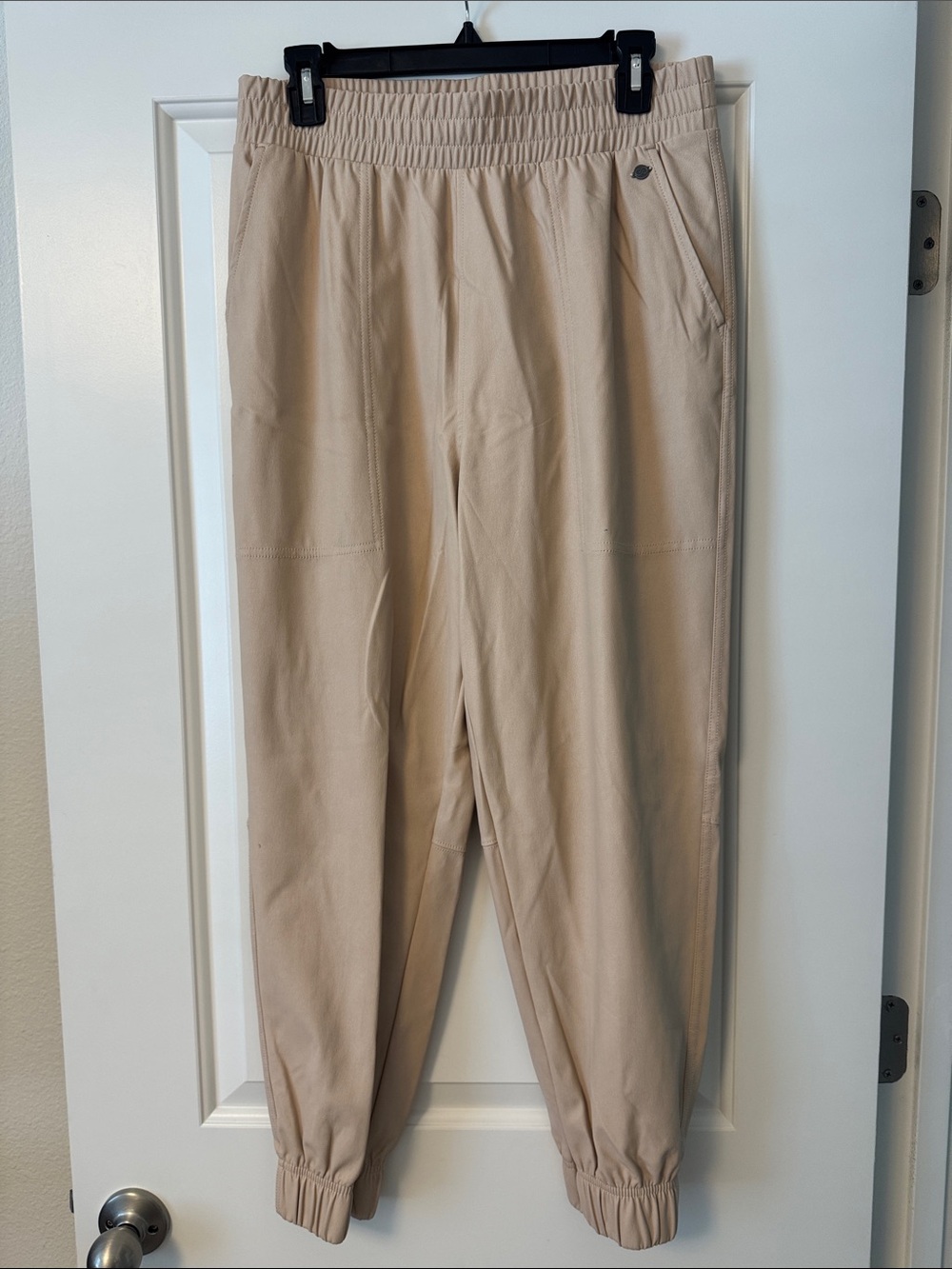 Women's Elastic-Waist Faux Leather Jogger Pants